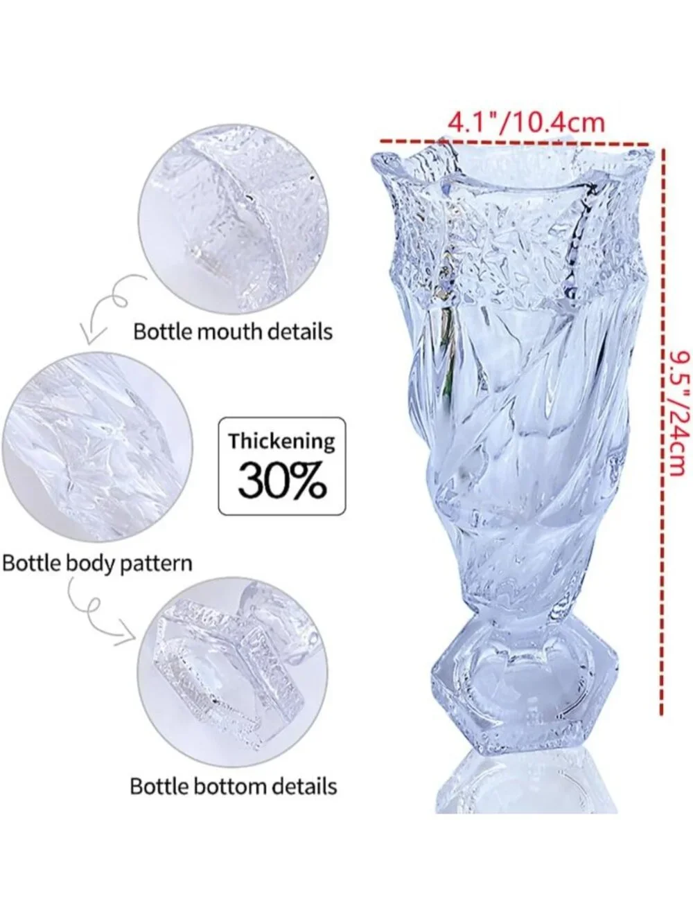 9.5 Inch Clear Glass Flower Vase Bohemian Style Centerpieces Wedding Home Deco